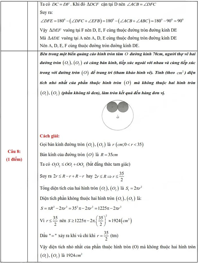 Đáp án đề thi vào lớp 10 môn Toán Tây Ninh