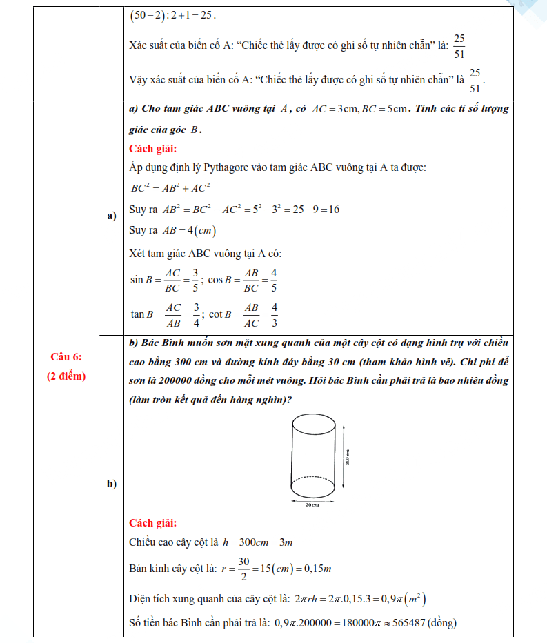 Đáp án đề thi vào lớp 10 môn Toán Thái Nguyên 2025