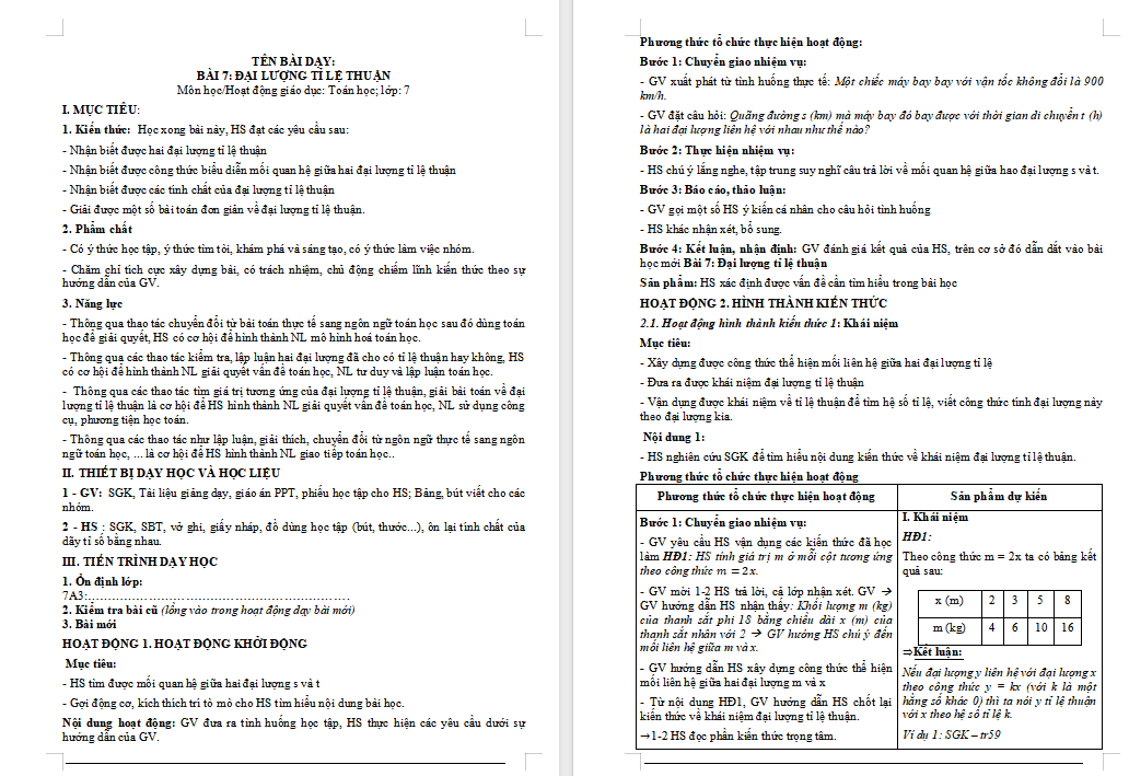 Đại lượng tỉ lệ thuận