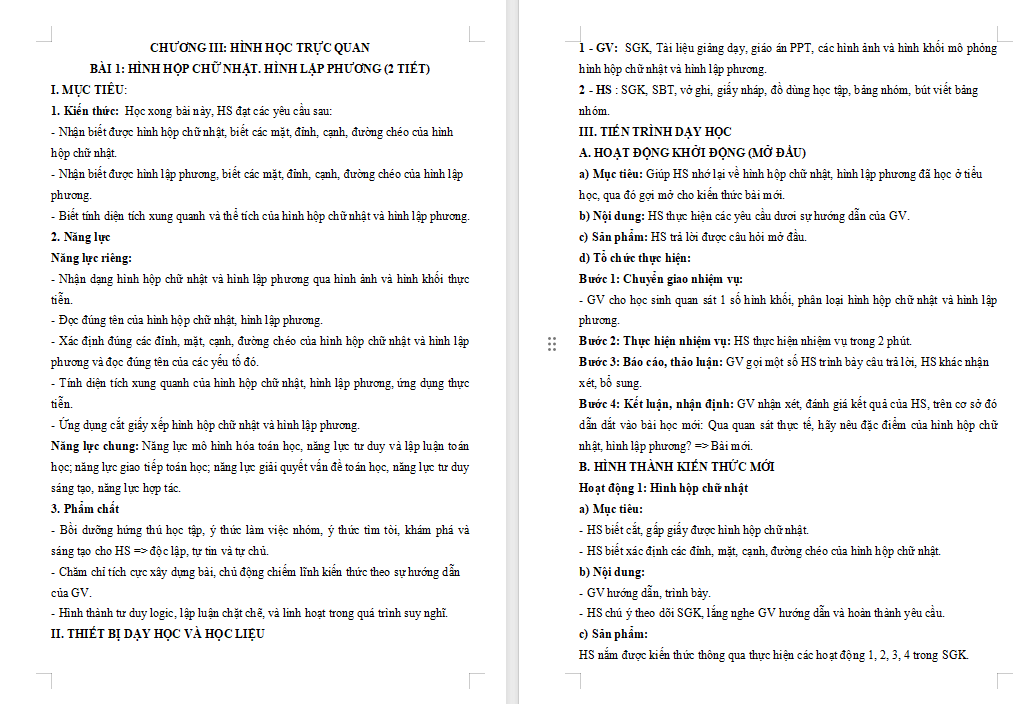 Hình hộp chữ nhật Hình lập phương