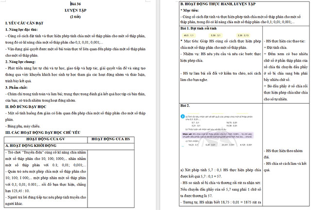 Giáo án Toán 5 Luyện tập