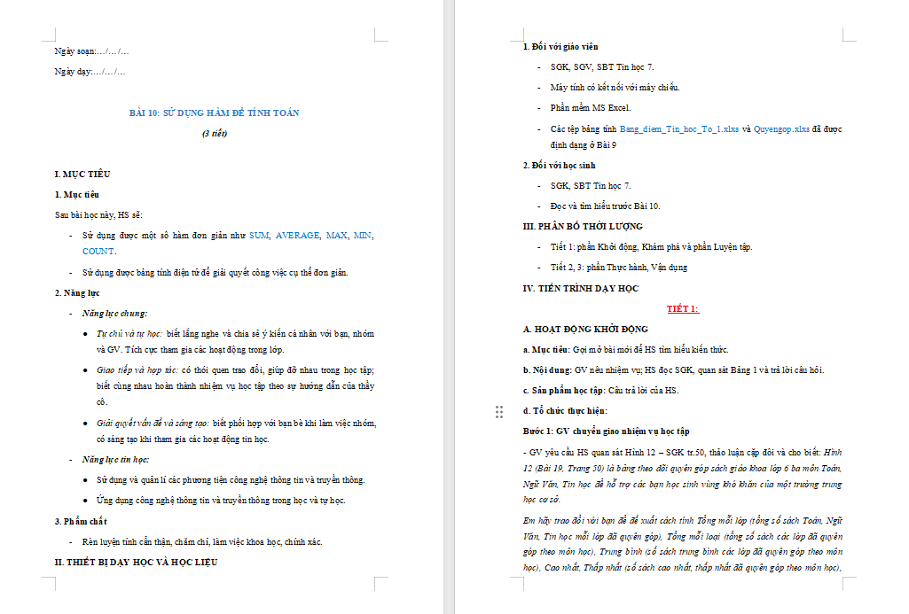 Sử dụng hàm để tính toán