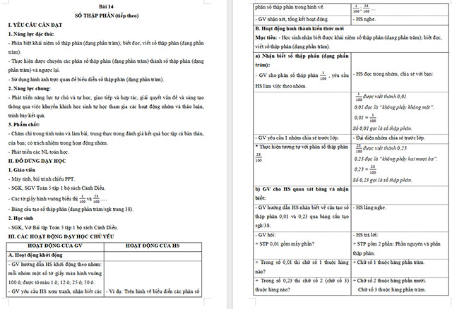 Giáo án Toán 5 Số thập phân (tiếp theo)