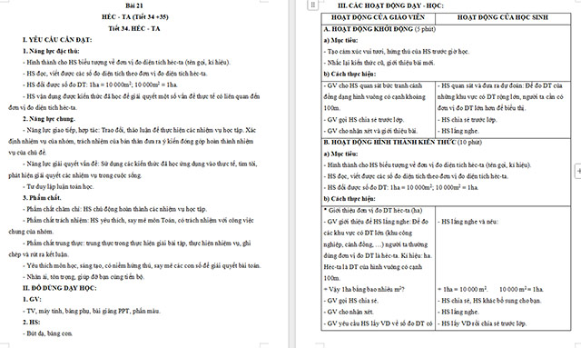 Giáo án Toán 5 Héc-ta