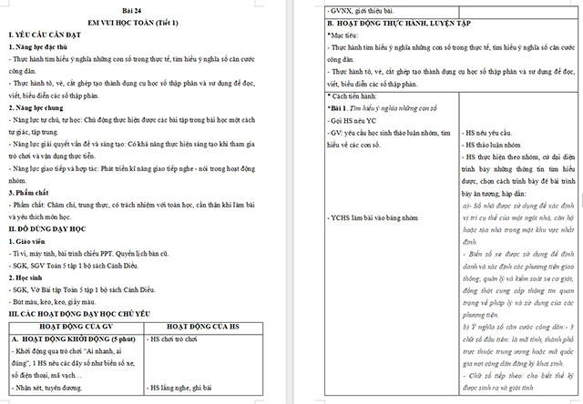 Giáo án Toán 5 Em vui học toán