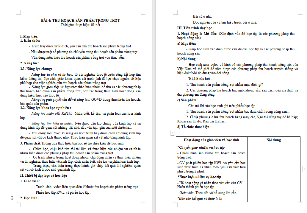 Thu hoạch sản phẩm trồng trọt