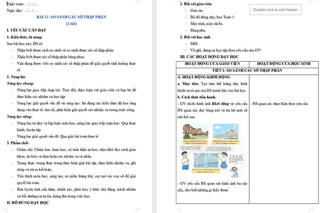 Giáo án Toán 5 So sánh các số thập phân 