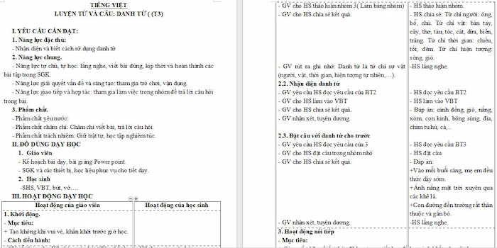 Giáo án Tiếng Việt 4 Danh từ