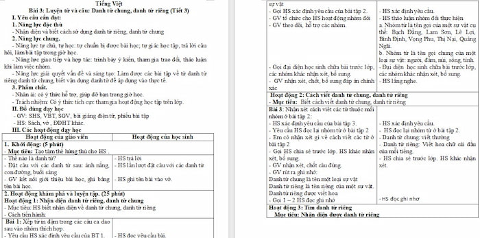 Giáo án Tiếng Việt 4 Danh từ chung, danh từ riêng