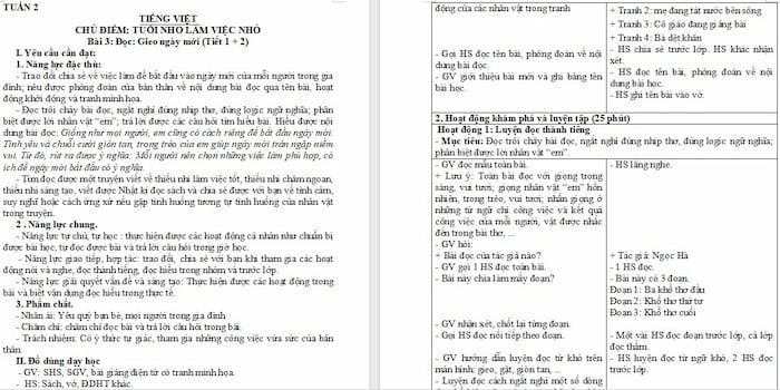 Giáo án Tiếng Việt 4 Gieo ngày mới