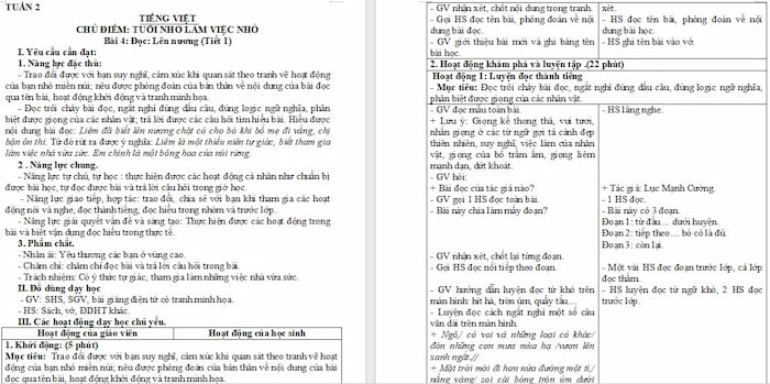 Giáo án Tiếng Việt 4 Lên nương