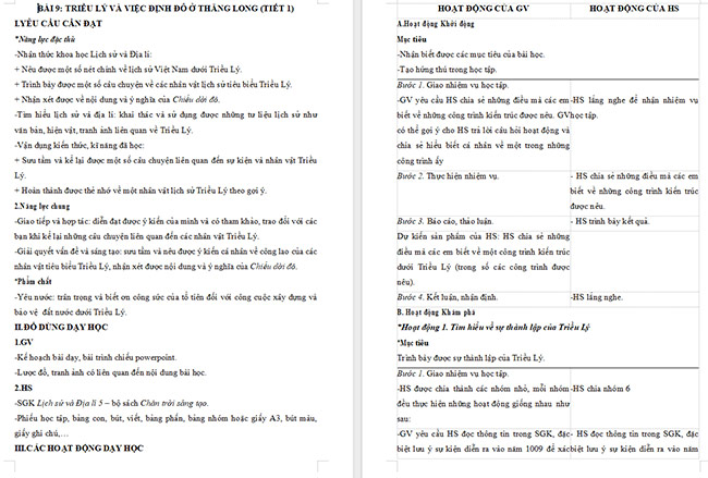 Lịch sử - Địa lí 5 Triều Lý và việc định đô ở Thăng Long