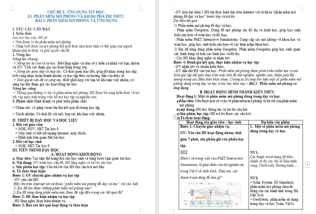 Phần mềm mô phỏng và ứng dụng