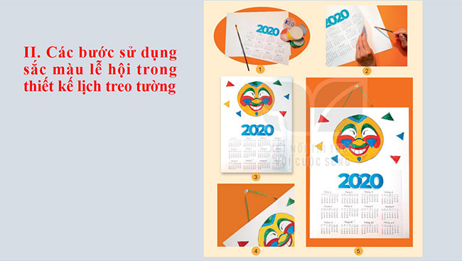 PowerPoint Mĩ thuật 6 Màu sắc lễ hội trong thiết kế lịch treo tường