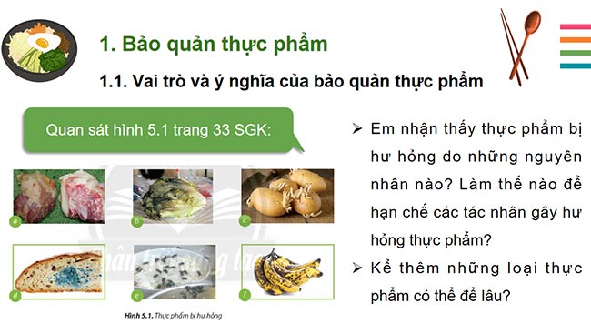PowerPoint Công nghệ 6 Bài 5: Bảo quản và chế biến thực phẩm trong gia đình