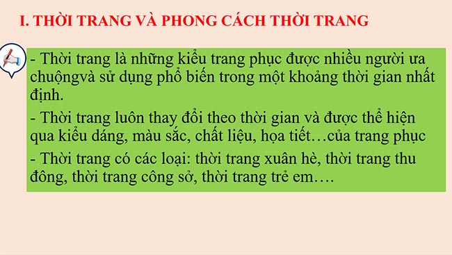 PowerPoint Công nghệ 6 Bài 8: Thời trang