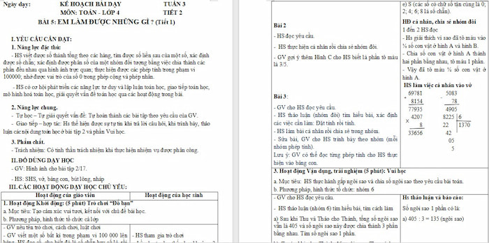 Giáo án Toán 4 Em làm được những gì?