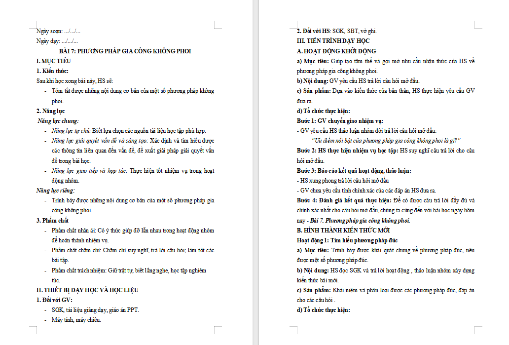 Phương pháp gia công không phoi