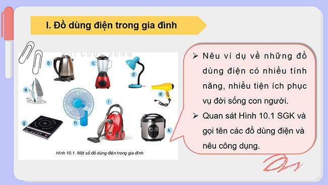 PowerPoint Công nghệ 6 Bài 10: Khái quát về đồ dùng điện trong gia đình