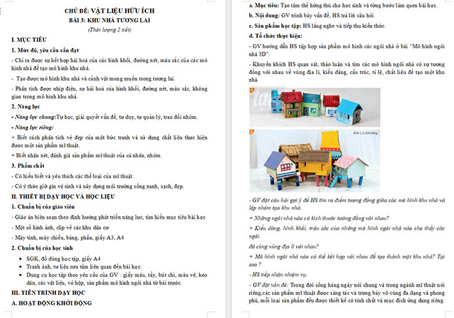 Giáo án Mĩ thuật 6 Khu nhà tương lai