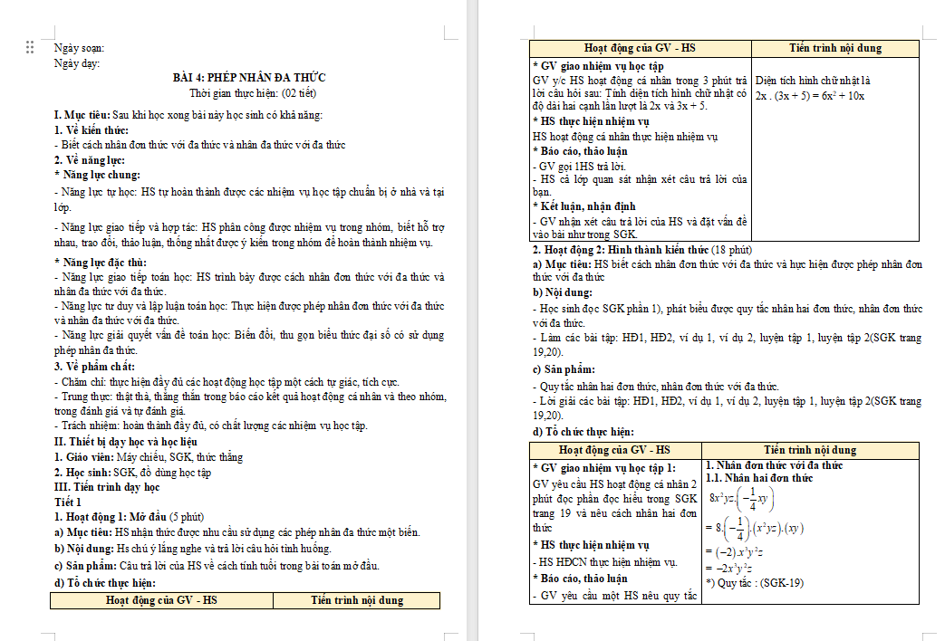 Giáo án PowerPoint Toán 8 Bài 4