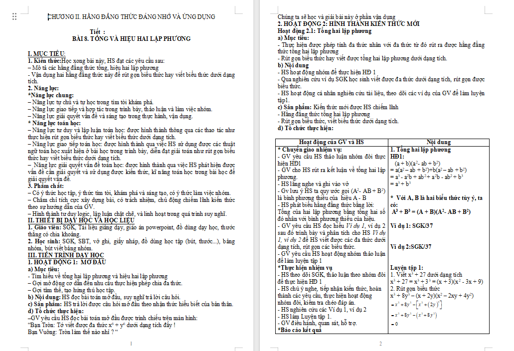 Giáo án PowerPoint Toán 8 Bài 8