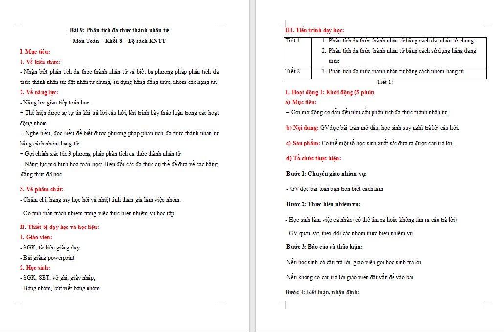 Giáo án PowerPoint Toán 8 Bài 9