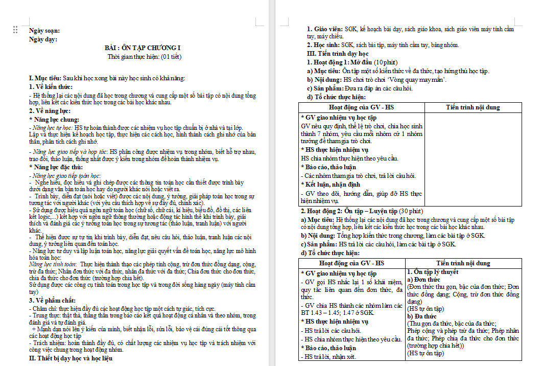 Giáo án PowerPoint Toán 8 Bài tập cuối chương 1