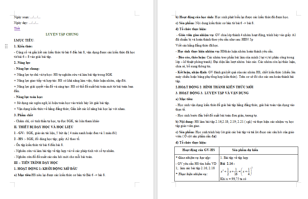 Luyện tập chung trang 40