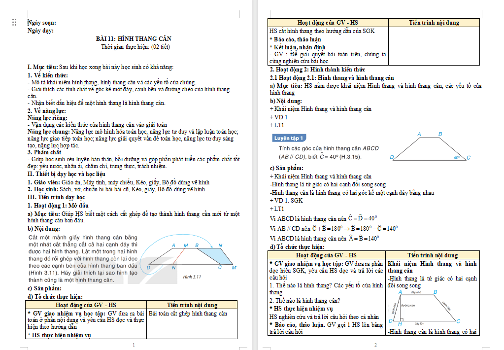 Giáo án PowerPoint Toán 8 Bài 11