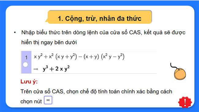 Thực hiện tính toán trên đa thức với phần mềm GeoGebra