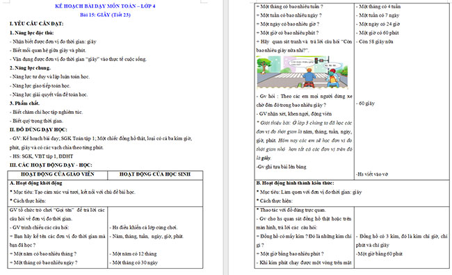 Giáo án Toán 4 Giây