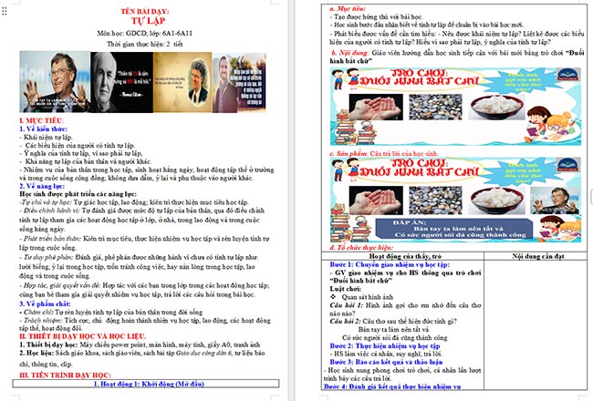 Giáo án GDCD 6 Tự lập