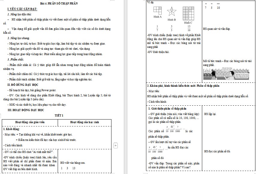 Giáo án Toán 5 CTST Bài Phân số thập phân trang 14