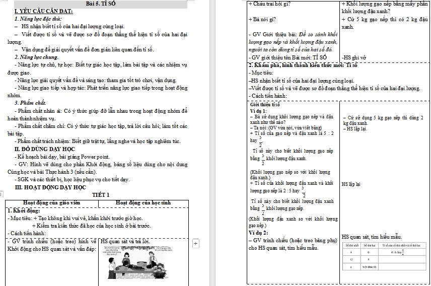 Giáo án Toán 5 CTST Bài Tỉ số trang 17