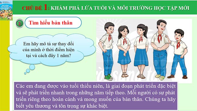 PowerPoint Hoạt động trải nghiệm 6: Khám phá lứa tuổi và môi trường học tập mới