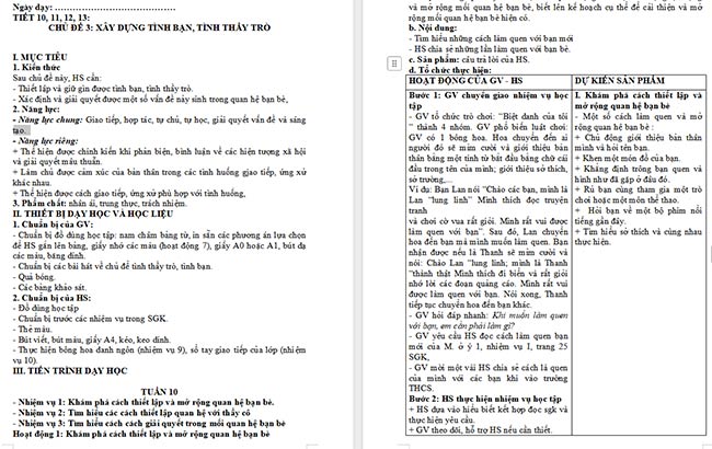 Giáo án Hoạt động trải nghiệm 6: Xây dựng tình bạn, tình thầy trò