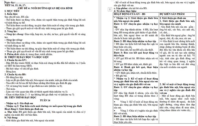 Giáo án Hoạt động trải nghiệm 6: Nuôi dưỡng quan hệ gia đình