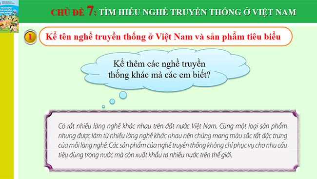 PowerPoint Hoạt động trải nghiệm 6: Tìm hiểu nghề truyền thống ở Việt Nam