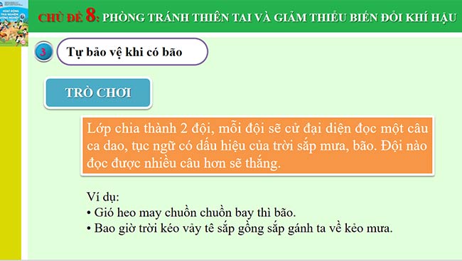 PowerPoint Hoạt động trải nghiệm 6: Phòng tránh thiên tai và giảm thiểu biến đổi khí hậu