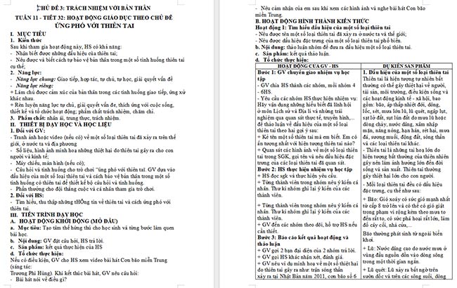 Giáo án Hoạt động trải nghiệm 6: Ứng phó với thiên tai