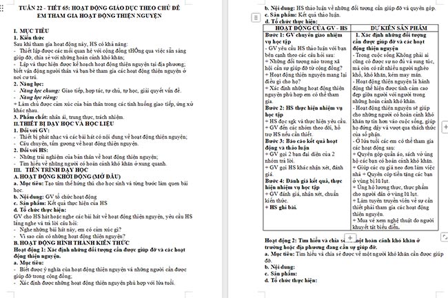 Giáo án Hoạt động trải nghiệm 6: Em tham gia hoạt động thiện nguyện