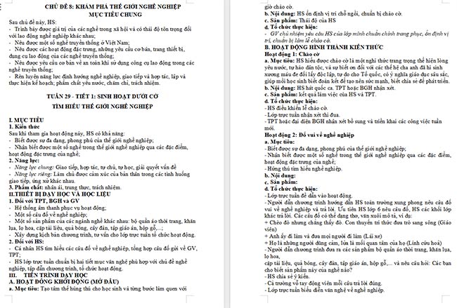 Giáo án Hoạt động trải nghiệm 6: Thế giới nghề nghiệp quanh ta