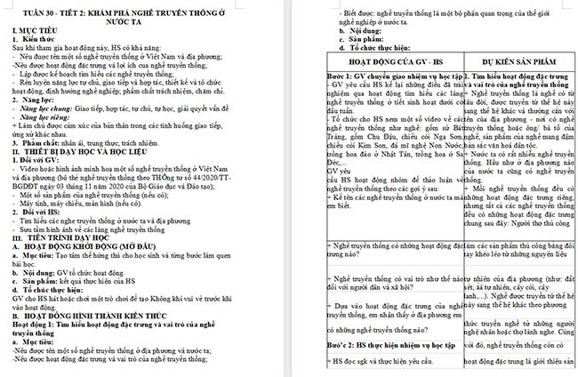 Giáo án Hoạt động trải nghiệm 6: Khám phá nghề truyền thống ở nước ta