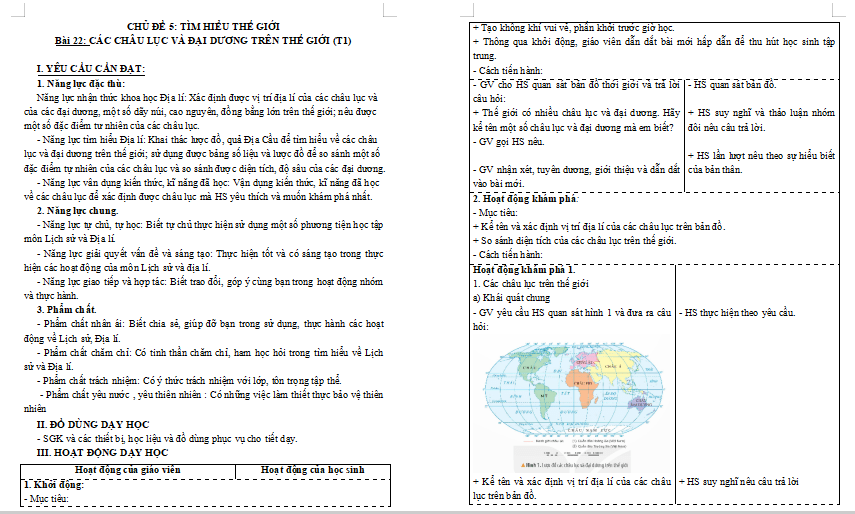 Bài 22: Các châu lục và đại dương trên thế giới