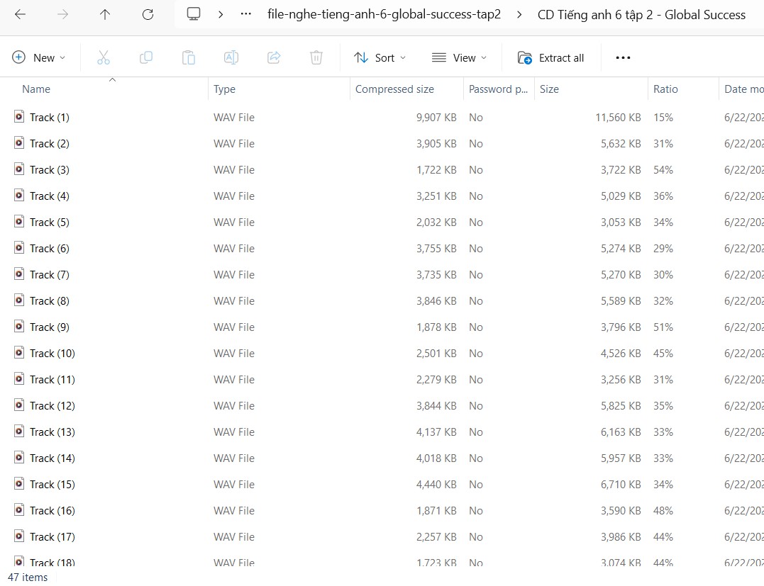 File nghe tiếng Anh 6 Global Success - Học kì 2 (CD2)