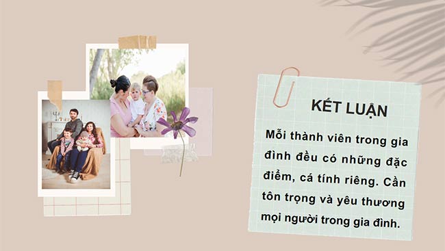 PowerPoint Hoạt động trải nghiệm 6: Sinh hoạt trong gia đình