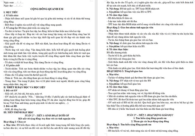 Giáo án HĐTN 6: Thách thức của thiên nhiên
