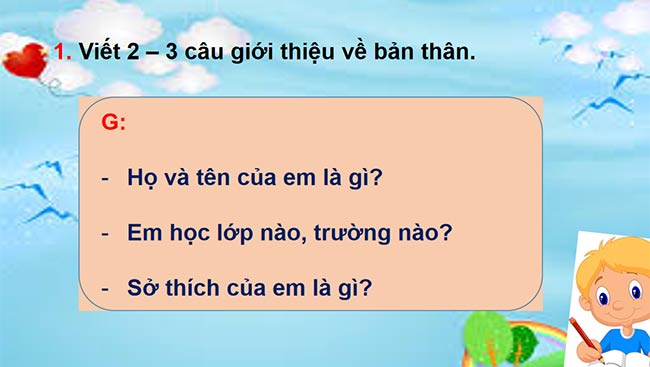 PowerPoint Tiếng Việt 2 Viết đoạn văn giới thiệu bản thân