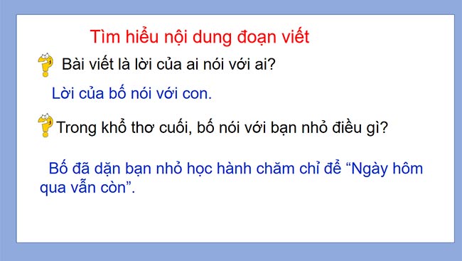 PowerPoint Tiếng Việt 2 Viết Ngày hôm qua đâu rồi?